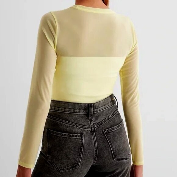 NWT Express Mesh Crew Neck Long Sleeve Bodysuit Size Small - Picture 3 of 4